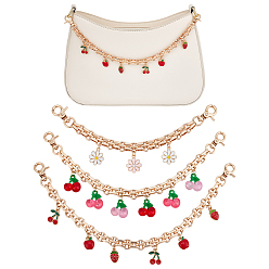 (52) Непрозрачная лаванда 3 шт. цепные ручки для сумок из железа и сплава, с подвесками из смолы и эмали, а также поворотными застежками, золотые, разноцветные, 199~204 мм