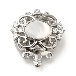 Платина Латунные застежки из прозрачного кубического циркония с микропаве и смолой, без кадмия, без никеля и без свинца, цветок, платина, 23x20.5x8 мм, отверстие : 1.2 мм