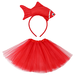 Красный 1Широко кружевная юбка из полиэстера, для партии, балет, , 1 шт. короткие плюшевые резинки для волос, красные, 400x280x14 мм