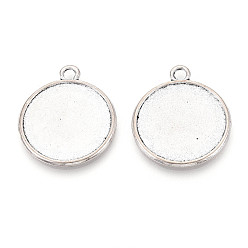 Античное Серебро Тибетский стиль настройки сплава подвески кабошон, двухсторонний, без кадмия и без свинца, плоско-круглые, античное серебро, лоток : 22 мм, 29x24.5x1.5 мм, отверстие : 2.8 мм