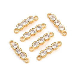 Настоящее золото 18K Подвески-коннекторы Shegrace из латуни с прозрачными кубическими циркониями, плоские круглые ссылки, без кадмия и без свинца и без никеля, реальный 18 k позолоченный, 11.5x3x2.5 мм, отверстие : 1.2 мм