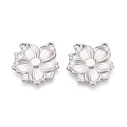 Нержавеющая Сталь Цвет 304 из нержавеющей стали цветочные кулоны, 2 контур, не тускнеет, цвет нержавеющей стали, 25x25x2.5 мм, отверстие : 1.5 мм