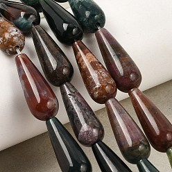 Indian Agate Natural Indian Agate Beads Strands, Teardrop, 21x8mm, Hole: 1mm, about 20pcs/strand, 16.61''(42.2cm)