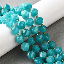 Средний Бирюзовый Нити бусин из натурального кварца окрашенные, граненые, с бисером, твист, средне бирюзовый, 10x9~10x9~10 мм, отверстие : 1 мм, около 33~34 шт / нитка, 15.04''~15.35'' (38.2~39 см)