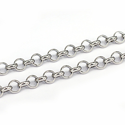 Нержавеющая Сталь Цвет Устойчивые к потускнению 304 цепи Rolo из нержавеющей стали, отрыгивающие цепи, несварные, цвет нержавеющей стали, 5x1.5 мм