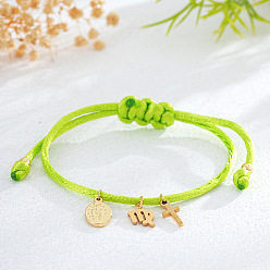 Дева Браслеты с подвесками в виде креста и созвездия из латуни, регулируемые браслеты шнур, Дева, 11.02 дюйм (28 см)