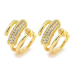 Настоящее золото 18K Серьги-манжеты из циркония, для женщин, реальный 18 k позолоченный, 15x11 мм