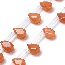 Шоколадный Окрашенные, Бусины из натурального белого нефрита, граненые, слеза, Топ пробуренной, цвет шоколада, 9x6x4 мм, отверстие : 0.8 мм, около 30~32 шт / нитка, 16.54'' (42 см)