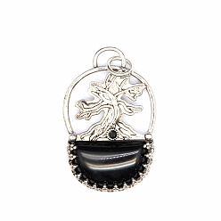 Обсидиан Природные подвески обсидиана, с целью перехода в кольце, древо жизни, 41x26x6 мм