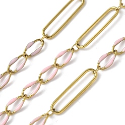 Фламинго 304 цепи Figaro из нержавеющей стали с эмалью, пайки, с катушкой, ионное покрытие (ip), реальный 18 k позолоченный, фламинго, 20x5x1 мм