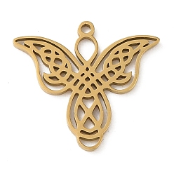 Золотой 5 шт. 201 подвески из нержавеющей стали, лазерная резка, ангельское очарование, золотые, 17.5x19x1 мм, отверстие : 1.2 мм
