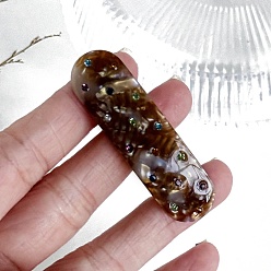 Кокосово-Коричневый Заколки из кожи аллигатора из ацетата целлюлозы, аксессуары для волос со стразами для женщин и девочек, прямоугольные, кокосового коричневый, 53 мм