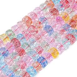 (52) Непрозрачная лаванда Прозрачные стеклянные бусмины кракле, рондель, граненые, разноцветные, 9.5x6.5 мм, отверстие : 1.2 мм, около 56 шт / нитка, 14.76'' (37.5 см)