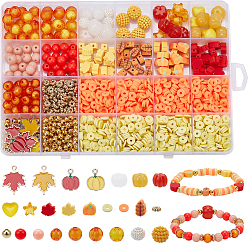 (52) Непрозрачная лаванда Наборы для самостоятельного изготовления украшений ко Дню благодарения, включая акриловые, пластиковые, CCB-пластиковые и полимерные глиняные бусины ручной работы, подвески из эмалевого сплава и латунные бусины, разноцветные, 8x7 мм, отверстие : 2 мм