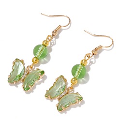 Другие Кварцы Натуральный другой кварц висячие серьги, со сплавом, бабочка, золотые, 50x20 мм