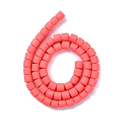 Deep Pink Handmade Polymer Clay Bead Strands, Column, Deep Pink, 6.5x6mm, Hole: 1.2mm, about 61pcs/strand, 15.75 inch(40cm)