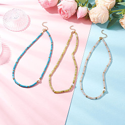 Золотой 3 шт. 3 стили ожерелья из круглых ракушечных жемчужин, окрашенного натурального магнезита, розового авантюрина и южного китайского нефрита хейши, золотые, 16.34 дюйм (41.5 см), 1 шт / стиль