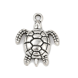 Turtle Сплавочные подвески тибетского стиля, очарование серии океан, античное серебро, черепаха, 23x18x4 мм, отверстие : 1.8 мм