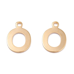 Letter O 201 прелести нержавеющей стали, алфавит, реальный 18 k позолоченный, letter.o, 12x8.3x0.6 мм, отверстие : 1.4 мм