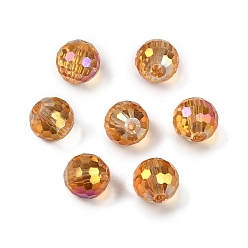 Перу Прозрачный Electroplate стеклянные бусины, граненые, круглые, Перу, 10x9 мм, отверстие : 1.4 мм