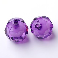 Индиго Прозрачные акриловые бусины, бусина в бусине, граненые, круглые, индиговые, 20x18 мм, Отверстие : 3 мм ; около 130 шт / 500 г