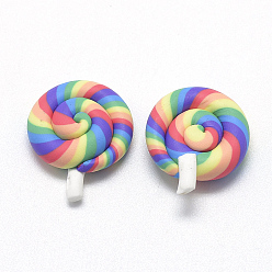 Colorful Handmade Polymer Clay Cabochons, for Phone Case Decoration & DIY Jewelry Making, Lollipop, Dodger Blue, 23~28x19~21x6~7mm