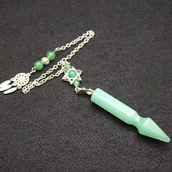 Зеленый Авантюрин Натуральный кристалл кварца, неокрашенными, с металлической фурнитурой с платиновым покрытием, конус очарование, платина, 200 мм