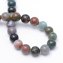 Indian Agate Round Natural Indian Agate Bead Strands, 8~9mm, Hole: 1mm, about 46pcs/strand, 15.3 inch
