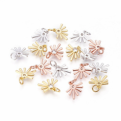 (52) Непрозрачная лаванда Латунные микро проложить кубического циркония прелести, цветок, прозрачные, разноцветные, 11x12.5x2 мм, отверстие : 3~3.5 мм
