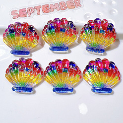 Shell Shape Прозрачные смолы кабошоны, с блестка, формы раковины, 25x28 мм