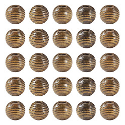 Coconut Brown Wood European Beads, Large Hole Beads, Dyed, Round, Coconut Brown, 14.5x13.5mm, Hole: 4mm, 200pcs