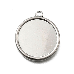 Нержавеющая Сталь Цвет 304 подвески из нержавеющей стали, штамповка пустой метки, плоско-круглые, цвет нержавеющей стали, 21x18x2 мм, отверстие : 1.6 мм