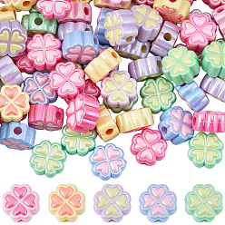 (52) Непрозрачная лаванда 100шт. непрозрачные смоляные бусины с гальваническим покрытием, цветок, с покрытием AB цвета, разноцветные, 14x14 мм, отверстие : 3 мм, 100 шт