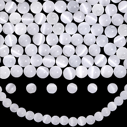 Белый Бусины Кошачие Глаза, круглые, белые, 6 мм, отверстие : 1 мм, 180 шт / комплект
