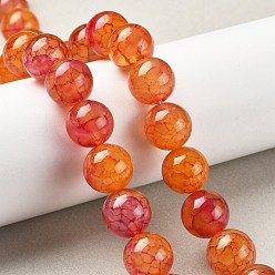 Темно-Оранжевый Природных вены драконов агат бисер нитей, окрашенная и подогревом, круглые, темно-оранжевый, 14 мм, отверстие : 1.5 мм, около 28 шт / нитка, 15.31'' (38.9 см)