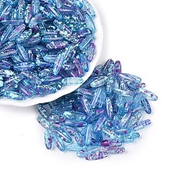 Bleu Bleuet Perles de verre transparentes Picasso, trou rond, ovale, bleuet, 12.5~13x4~4.5mm, Trou: 0.9~1mm, environ 1360 pcs / livre