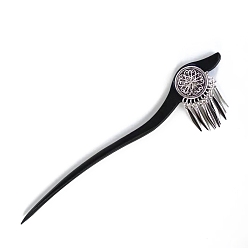 Черный Палочки для волос в форме полумесяца из дерева, аксессуары для волос для девочек или женщин, чёрные, 180 мм