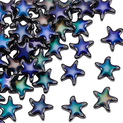 Black 50Pcs Glass Beads, Temperature Sensing Color Changing Beads, Star, Black, 14.5x16x5mm, Hole: 0.7mm