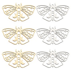 Золотой & Цвет Нержавеющей Стали 12 шт. 2 цвета 201 подвески из нержавеющей стали, моль, золотые и нержавеющая сталь цвет, 24.5x44.5x1.5 мм, отверстие : 1.8 мм, 6 шт / цвет