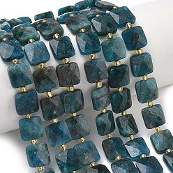 Апатит Природного апатита нитей бисера, квадратный, граненые, с бисером, 10x10x5 мм, отверстие : 1 мм, около 31 шт / нитка, 14.96 дюйм (38 см)