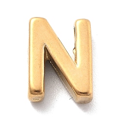 Letter N Ионное покрытие (ip) 304 брелоки из нержавеющей стали, буквенное очарование, реальный 18 k позолоченный, Письмо N, 9.5x7.5x3 мм, отверстие : 1.6 мм