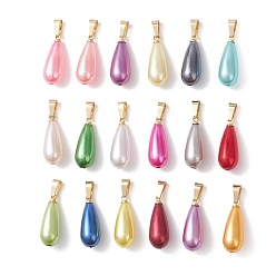 (52) Непрозрачная лаванда Абс пластмассовые жемчужные подвески, очарование слезы, разноцветные, 20x7.5 мм, отверстие : 6x2 мм
