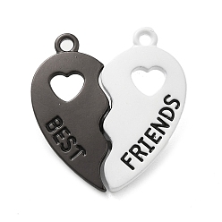 Белый Дым Магнитные застежки из сплава, окрашенного распылением, сердце со словом, чёрные, серый, 27.5x25.5x6.5 мм, отверстие : 1.8 мм