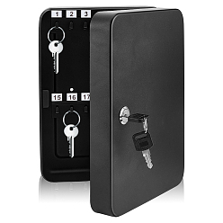 Black 28 Key Wall Mounted Safe Security Iron Boxes, Key Organizer Cabinets with Combination Lock, Rectangle, Black, 25x18x7.6cm