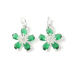 Зеленый Латунные микро проложить кубического циркония подвески, , стойки покрытие, прочное покрытие, без кадмия и без свинца, с целью перехода в кольце, зелёные, 14.5x12.5x4.5 мм, отверстие : 4.5 мм