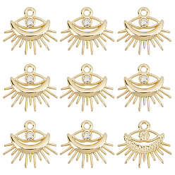 Light Gold 30подвески из сплава с гальванопокрытием, с кристально горный хрусталь, без кадмия, без никеля и без свинца, глаз, золотой свет, 17.5x20x2.5 мм, отверстие : 1.8 мм, 30 шт / коробка