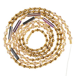Or Chaînes de taille ajustables en perles de verre pour femmes, or, 1300mm