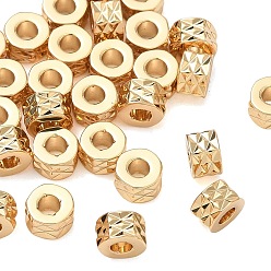 Real 18K Gold Plated SHEGRACE Brass Beads, Cadmium Free & Nickel Free & Lead Free, Textured Flat Round, Real 18K Gold Plated, 4.5x5x3mm, Hole: 2mm