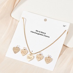 Золотой Латунное сердце со счастливым числом 333 ожерелья с подвесками и наборы из сплава подвесок, золотые, 16.34 дюйм (415 мм)