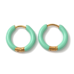 Голубой 304 серьги-кольца из нержавеющей стали и эмали для женщин, кольцо, золотые, голубой, 17x3 мм